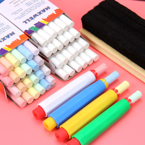 Children's Colorful Dust-Free Chalk Erasable Painting Pen Teacher Supplies Office Teaching Blackboard White Boxed Wholesale 12