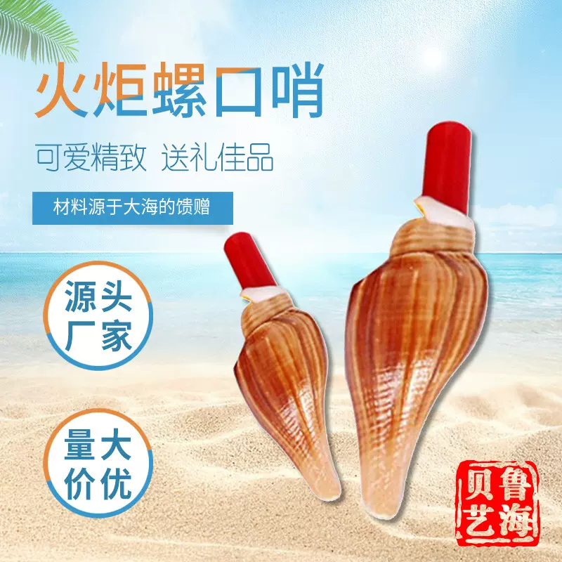 海边地摊  手工贝壳海螺工艺品火炬螺号口哨儿童吹螺玩具批发