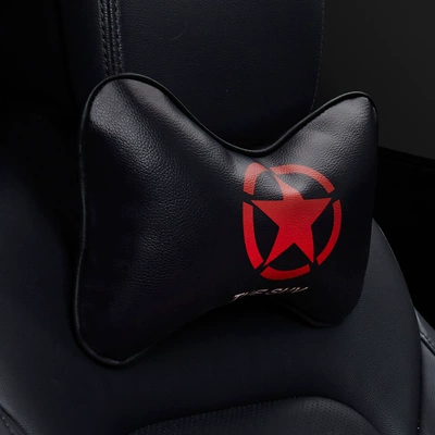 pillow seat pillow small monster | Headrest - leather-red-star-with-memory-cotton-neck-pillow-1