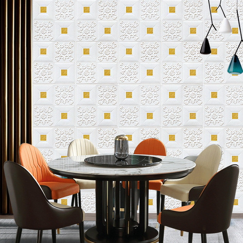 3D three-dimensional wall stickers self-adhesive foam wallpaper bedroom decoration waterproof wallpaper anti-collision soft package ceiling stickers