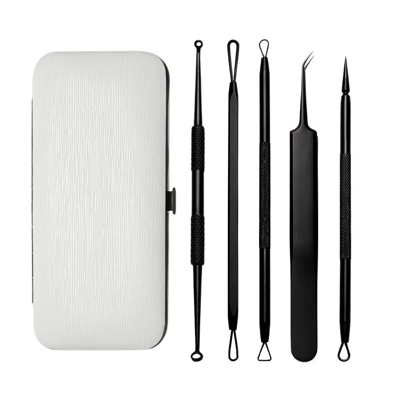 Douyin-aguja para acné de acero inoxidable, juego de 11 piezas, aguja para acné de doble cabeza negra para natación, herramienta de belleza, clip para celda