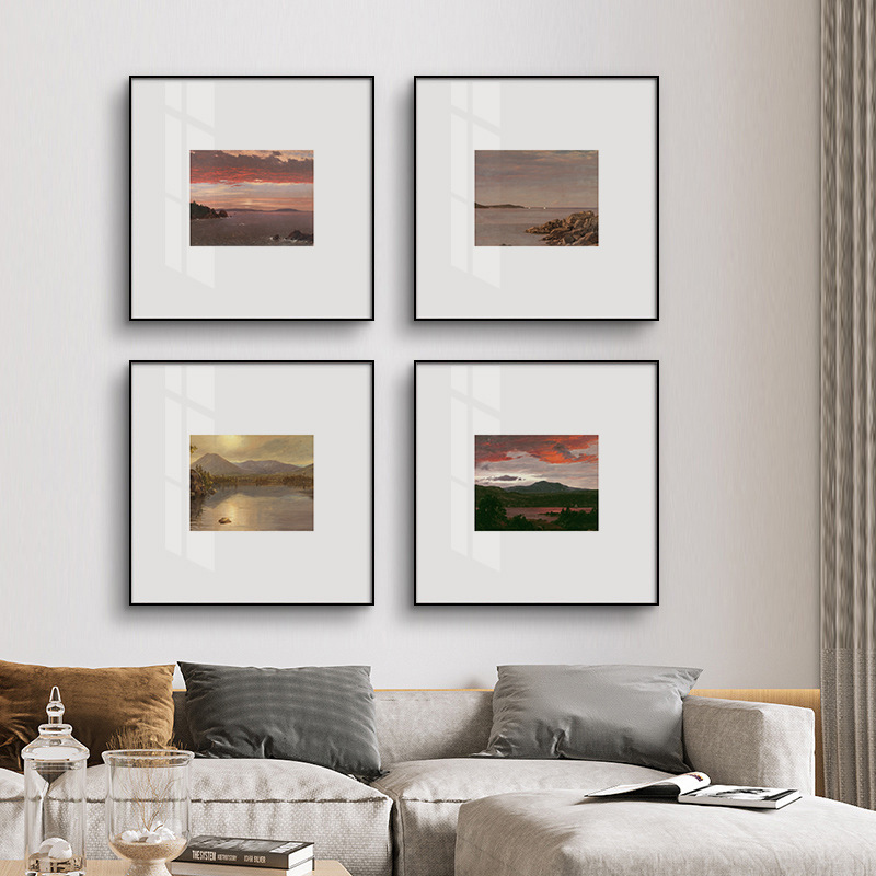 Nordic Simple Small Fresh Hanging Painting Natural Landscape Bedroom Living Room Combination Painting Bedside Mural Porch Crystal Porcelain Painting