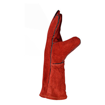 Delta 205515 guantes de soldador de piel de vaca aislamiento térmico a prueba de quemaduras guantes de protección laboral alargados 35CM rojo