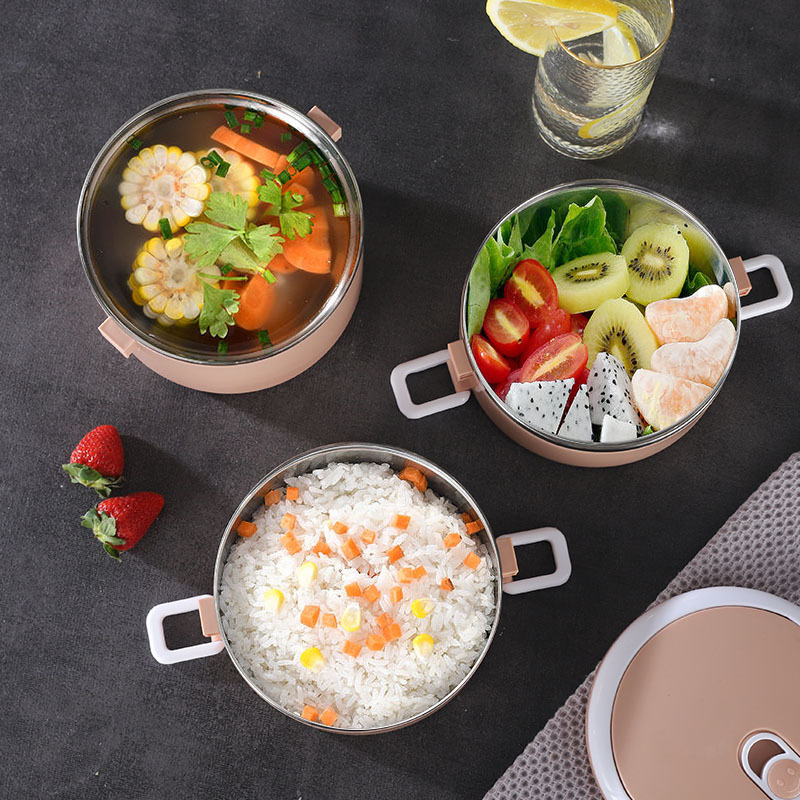 Caja de almuerzo aislada de acero inoxidable de ventas directas de fábrica profundización caja de almuerzo multiusos caja de almuerzo sellada de múltiples capas barril aislado de Estudiante