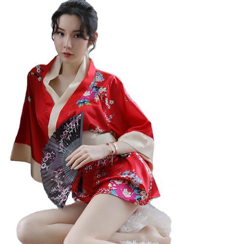 Japanese kimono extremely tempting sexy lingerie role play passion bow strap uniform suit summer