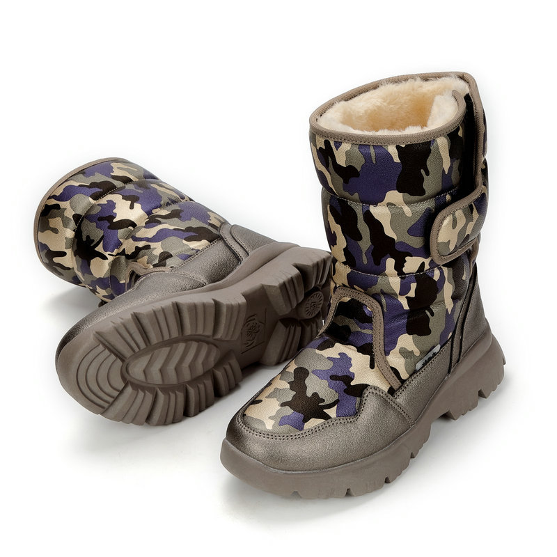 Botas de nieve blancas para niños y niñas para padres e hijos, turismo de esquí de camuflaje simple, grueso, impermeable y antideslizante, envío transfronterizo de una pieza