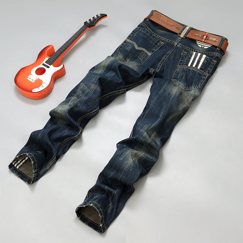 Men's Vintage Straight-Leg Jeans with Button Fly, European Style, Retro Distressed Jeans for Men on Aliexpress Men's Vintage Straight-Leg Jeans with Button Fly, European Style, Retro Distressed Jeans for Men on Aliexpress