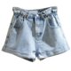 High waist Denim shorts women's loose 2020 Summer new flower bud curling slimming wide leg A- line hot pants ins fashion