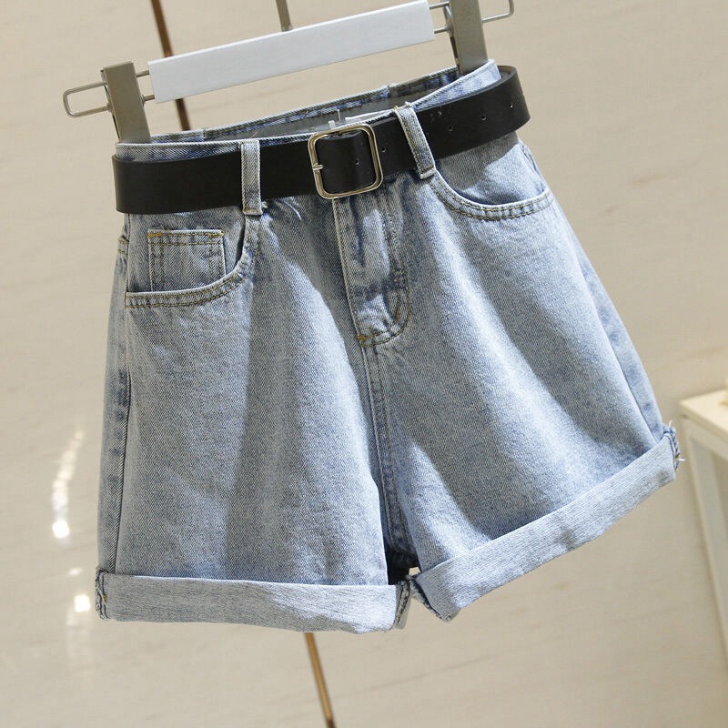 High waist Denim shorts female students Summer 2020 new Korean style loose slimming curling wide leg A- line hot pants fashion