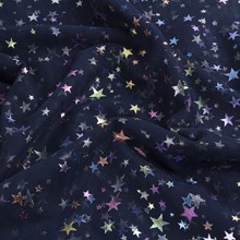 幻彩烫金厂 七彩五角星 镭射网 烫金闪亮网纱 印金网布 烫金网