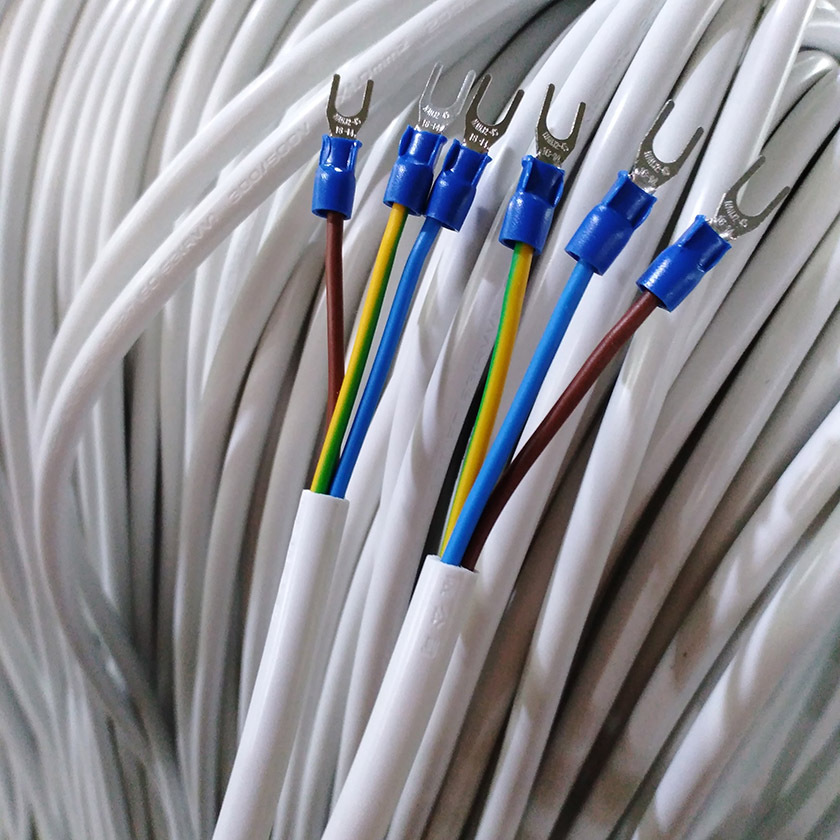 rvv电源线  三芯蓝棕黄绿三根内线黄绿蓝 白色电线打端子用