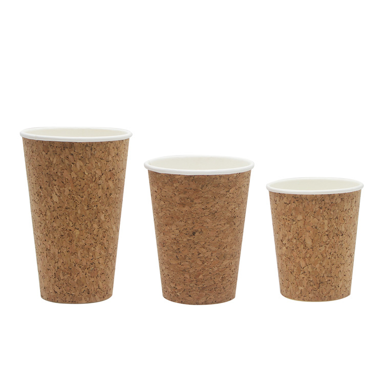 Vaso de papel transfronterizo para bebidas frías y calientes, vaso de corcho de doble capa de 8/12/16 oz, vaso para té con leche, ecológico y biodegradable.