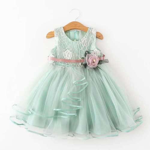Children's Summer  Fashion K-Style Girl's Dress for Kids Sleeveless Embroidered Lace Dress