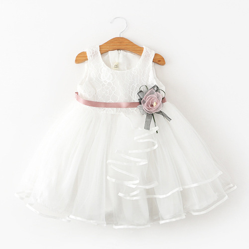 Children's Summer  Fashion K-Style Girl's Dress for Kids Sleeveless Embroidered Lace Dress