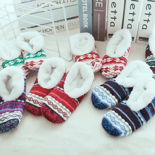 Children's US Style Wool Acrylic Lamb Wool Silicone Solid Color Floor Socks Sweet Warm Women's Socks Maternity Socks