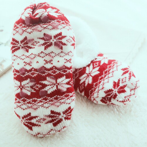 Children's US Style Wool Acrylic Lamb Wool Silicone Solid Color Floor Socks Sweet Warm Women's Socks Maternity Socks