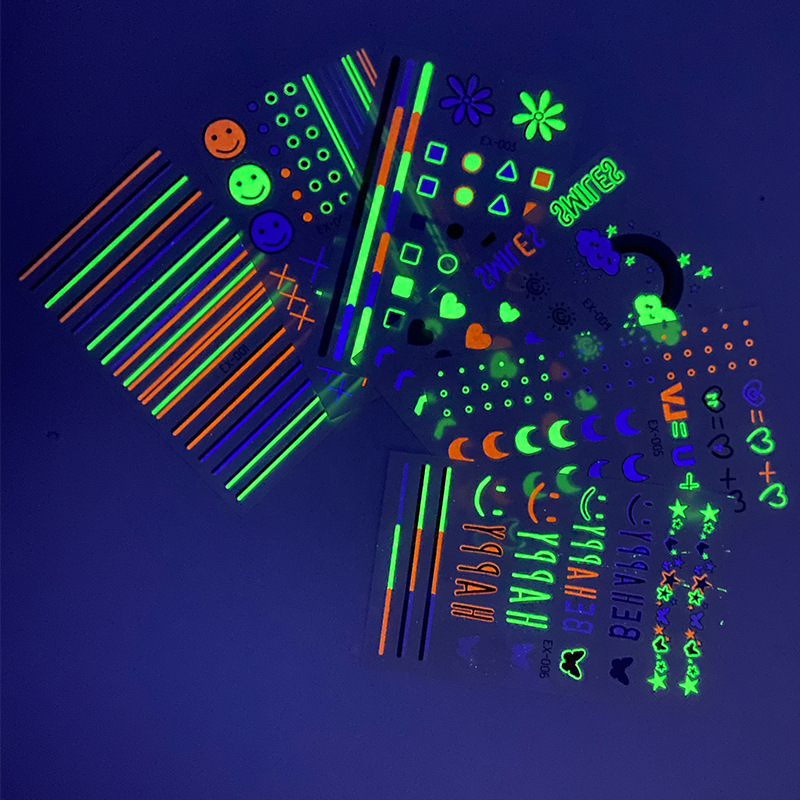 New Multi-Color Luminous Tattoo Stickers Self-Luminous Hyuna Tattoo Stickers Multi-Color Small Fresh Patterns Hyuna Style