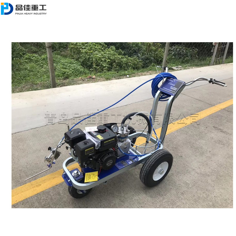 道路双枪冷喷划线机 手推式小区马路标线机 塑胶跑道划线设备现货
