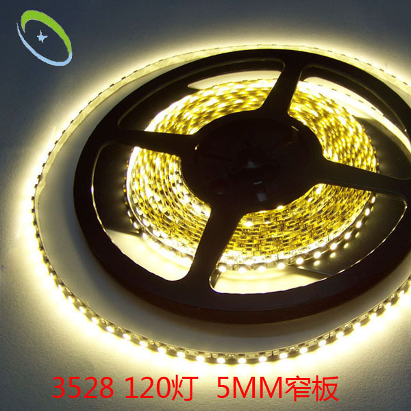 智能LED3528贴片灯条120灯5MM窄板线性装饰照明低压12V高亮软灯带