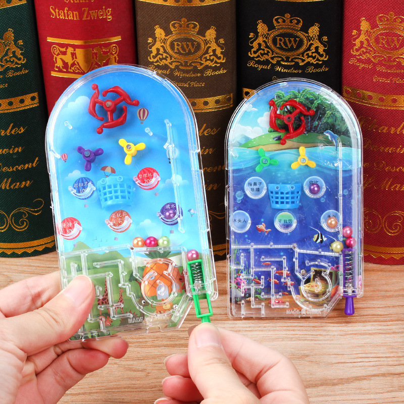 Creative Children's pinball plate pinball game Cartoon handheld game machine toy maze catapult scoring machine Leisure