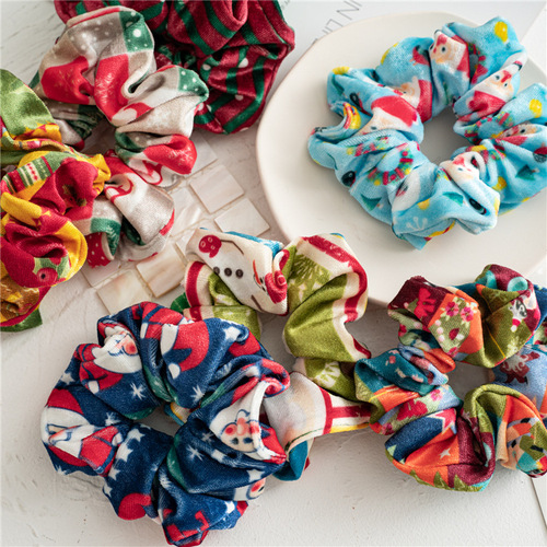 Cross-border style Christmas holiday plush large intestine hair tie North American beauty hair tying high elasticity hair tie head accessory
