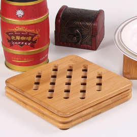 竹制餐垫 隔热垫 方形网格餐桌垫 砂锅垫 碗垫批发  刻字LOGO
