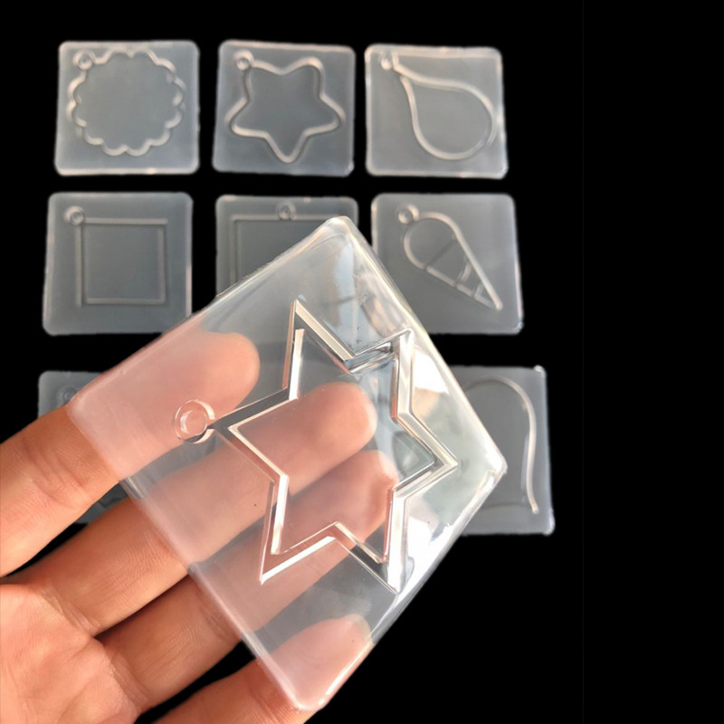 Espejo cristal epoxi 10 Marco molde de silicona Marco de acrílico Flip molde DIY joyería colgante molde decorativo