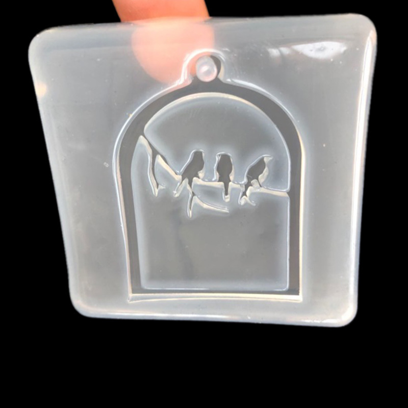 Acrílico hueco Ángel grúa pájaro Gecko silueta DIY espejo cristal epoxi molde marco colgante