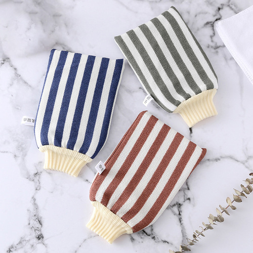 Factory scrubbing towel strong decontamination scrubbing gloves dust and mud removal bath gloves adult bath scrubbing striped shower towels
