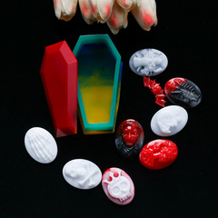 diy5款萬聖蜘蛛骷髏怪獸水晶滴膠硅膠模具可製作吊墜掛牌