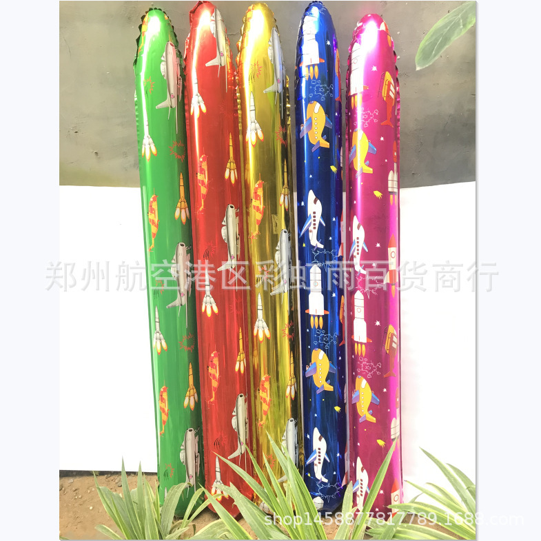 Inflatable flying aluminum film Light film 130cm balloon rocket strike stick children's toy automatic sealing Square Park