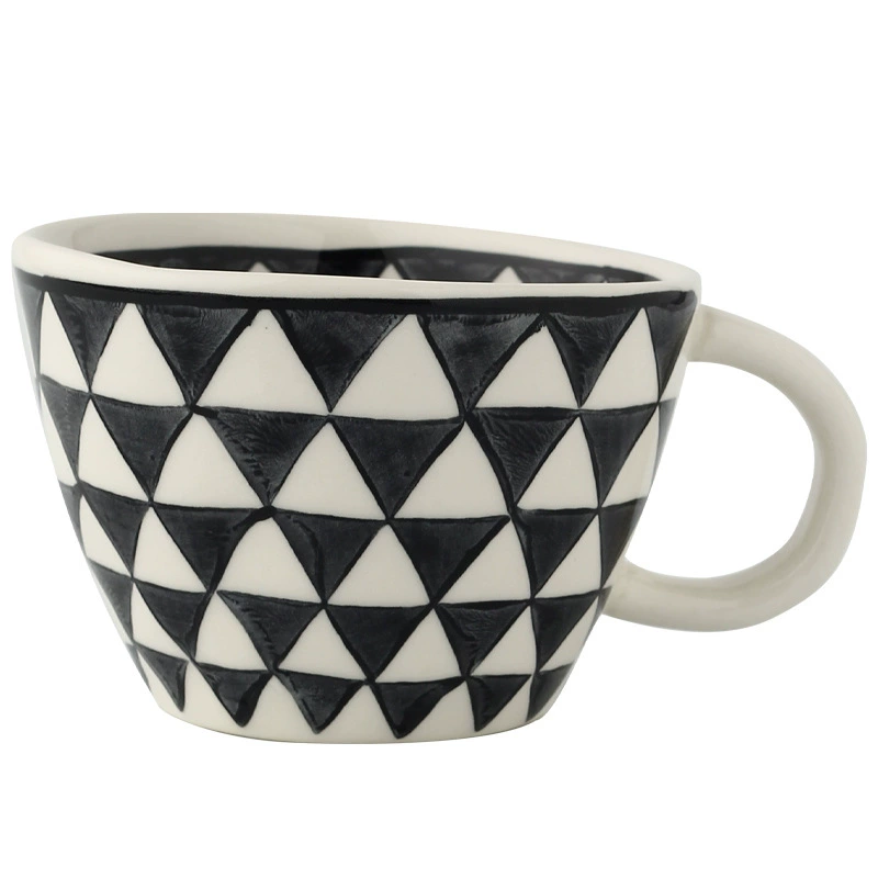 Керамическая домашняя чашка для завтрака с простым дизайном, Nordic hand-painted, большого объёма, нестандартная форма, офисная кофейная чашка