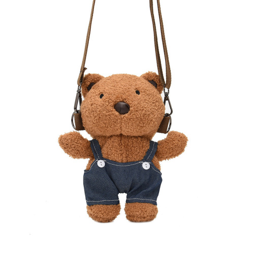 Korean version of cute doll bear bag for women new personality cute bag soft girl plush doll shoulder crossbody bag