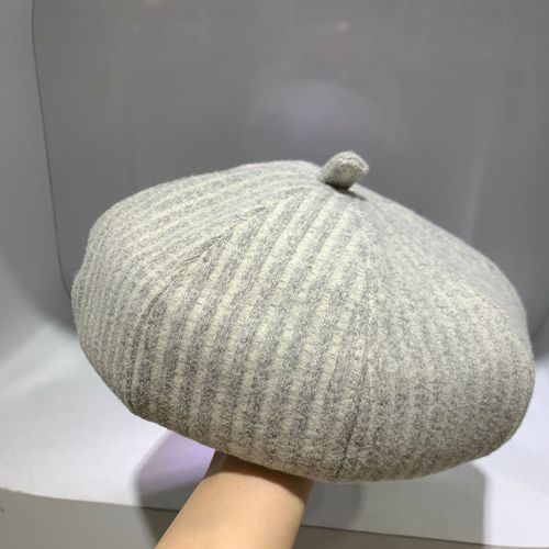 Beret women's autumn and winter woolen striped bud octagonal hat Internet celebrity Korean version Japanese style British big head painter's hat
