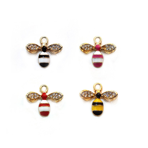 diy jewelry accessories K gold alloy small pendant wing dot diamond bee earrings pendant pendant wholesale