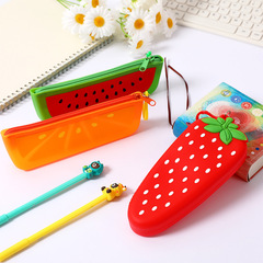Fruit-shaped student silicone pencil case creative cat claw pencil bag cute kids small money bag storage bag key chain