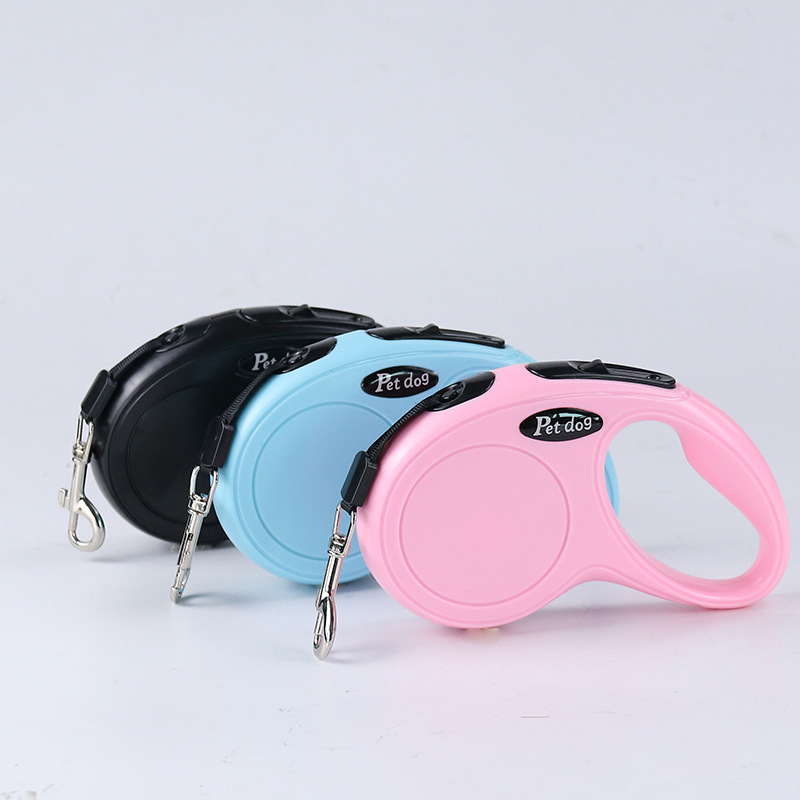 Fabricante en stock nuevo 3/5M correa de perro retráctil automático monocromo PET correa de perro correa de Mascota