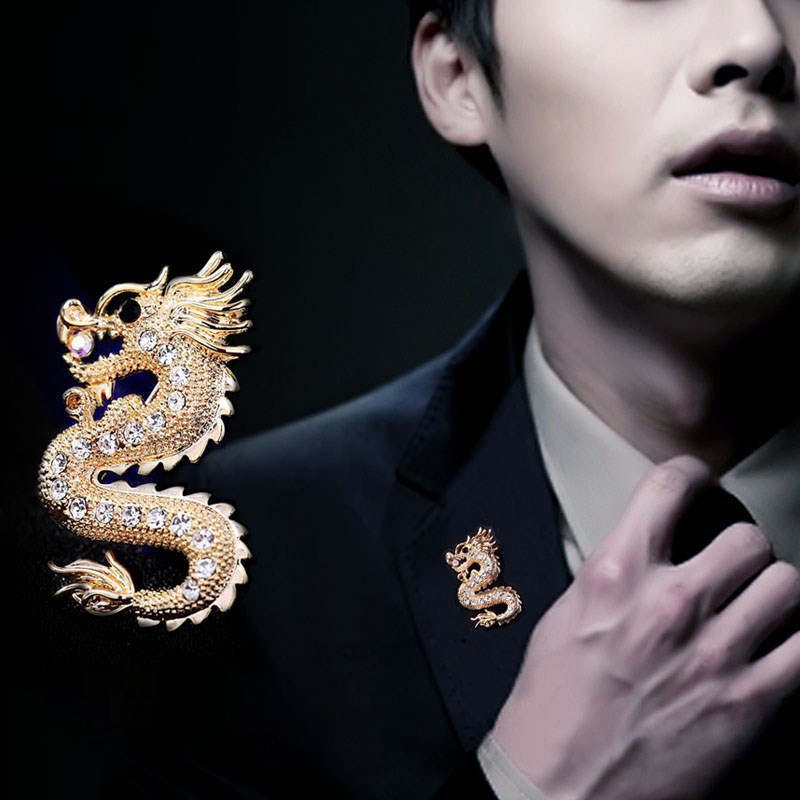 Estilo chino retro dragón broche insignia de los hombres de estilo coreano ropa simple collar decorativo pin traje pin ramillete Accesorios