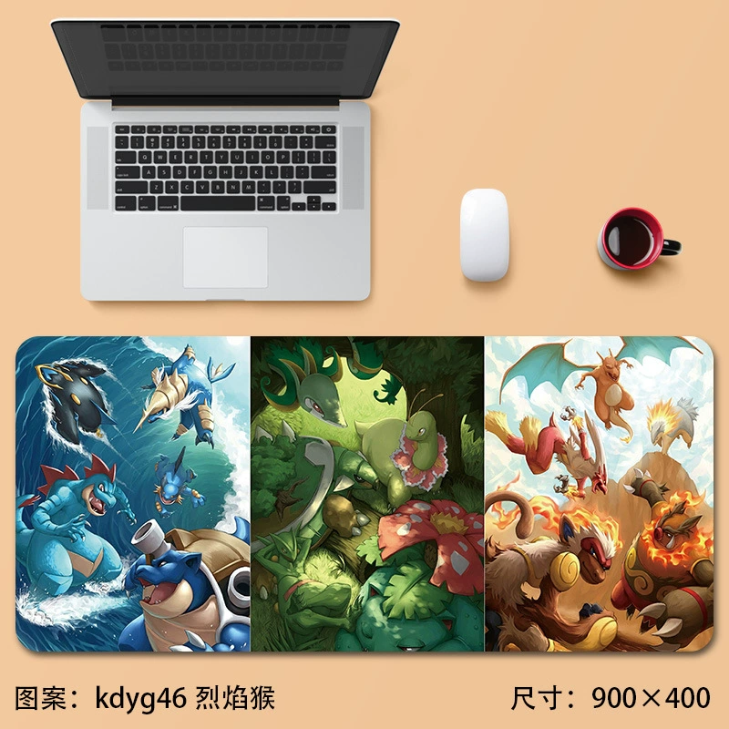 Коврик для мыши (Pokemon) сверхбольшой противоскользящий настольный коврик, утолщенный 2–5 мм, размеры 800×300 / 900×400 мм
