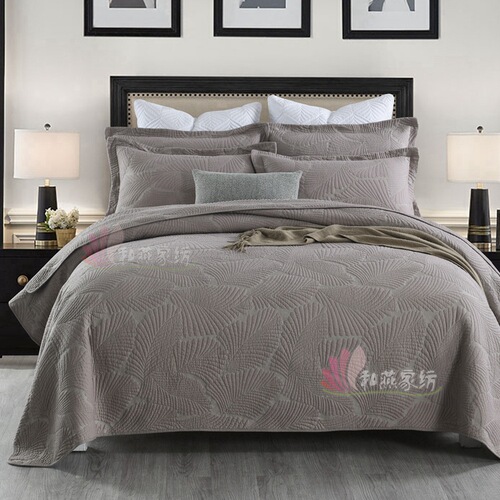 Cross-border American bed cover solid color embroidered cotton quilted bed cover three-piece set washable cotton air-conditioning quilt