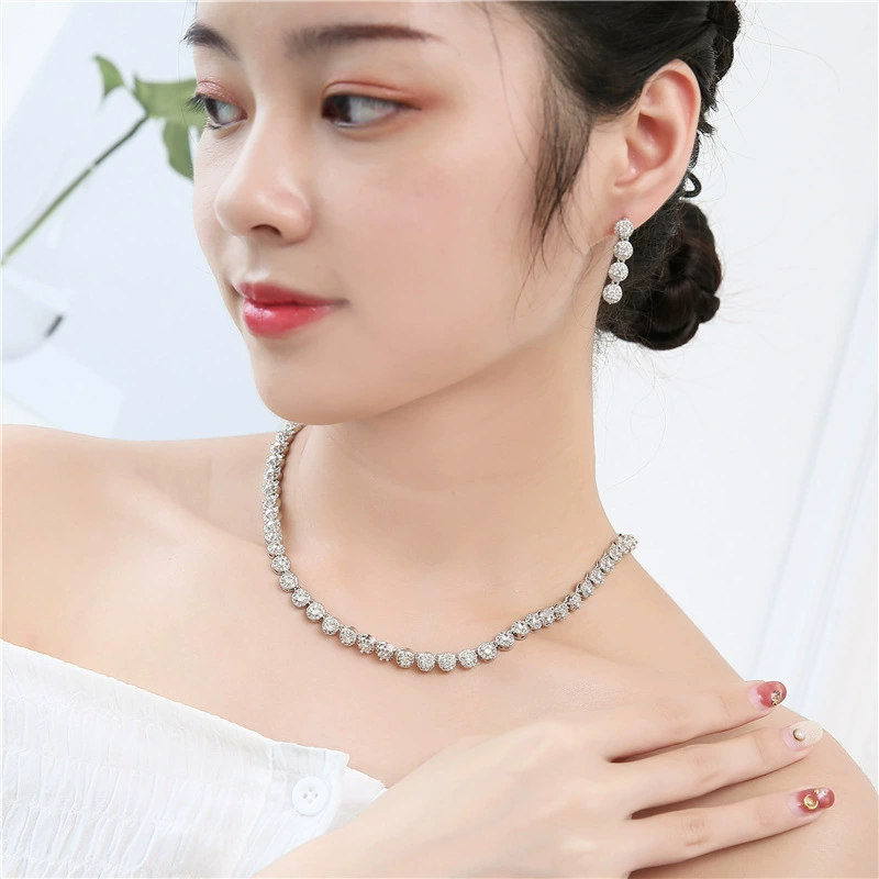 亮雅丽人 Zirconium, серьги, комплект, подвеска для невесты, цепочка, простой и элегантный дизайн, микрорристовка, набор из 2 шт, оптом