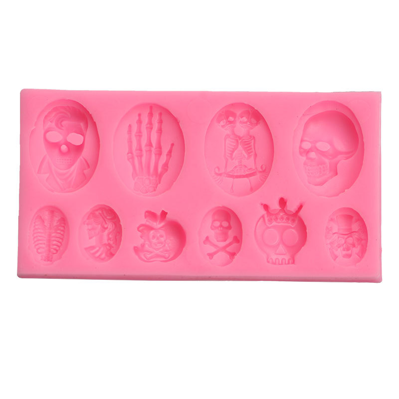 Caja de almacenamiento de ataúd espejo de pulido libre de epoxi molde DIY cristal epoxi aromaterapia yeso Halloween cráneo mano