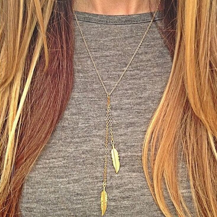 32A25 Korean fashion European and American Foreign trade jewelry simple Mori style gold leaves simple short necklace clavicle chain female