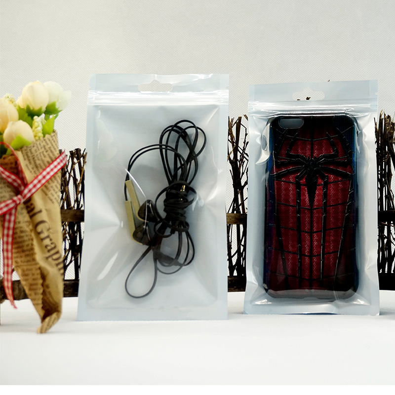 现货批发蓝色珠光膜阴阳自封袋 半透明拉骨袋 电子配件饰品包装袋