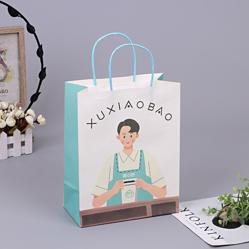 现货批发加厚礼品牛皮纸袋 奶茶包装袋外卖 购物牛皮纸手提袋厂家