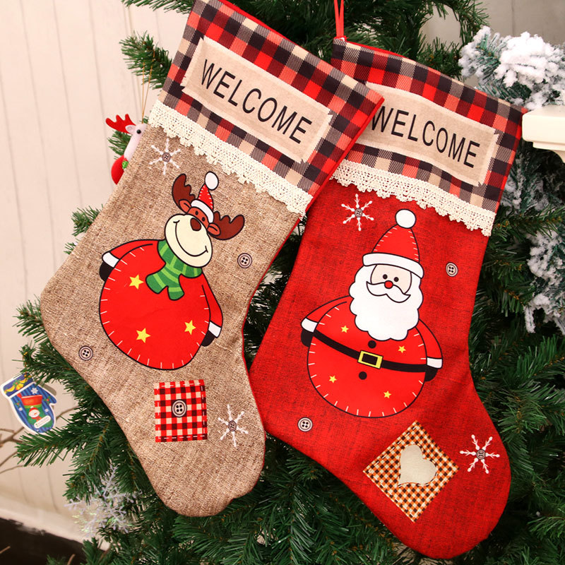 Nuevo paño de poliéster extra grande calcetines de Navidad suministros de decoración de Navidad regalo de Navidad bolsa de regalo de Navidad