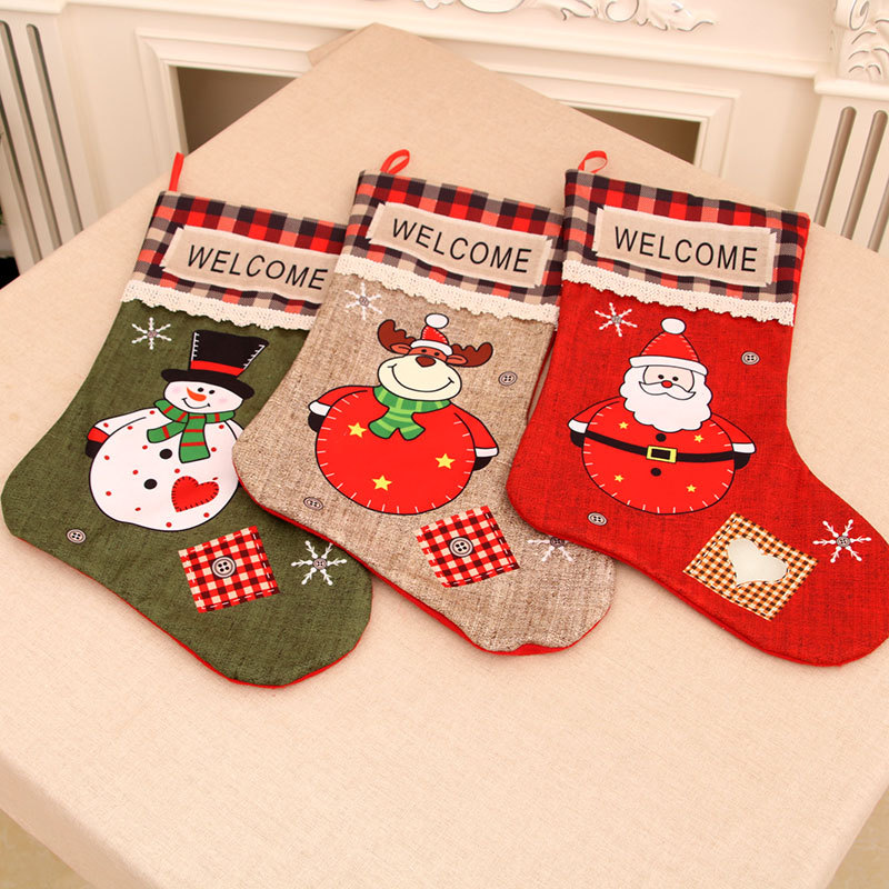 Nuevo paño de poliéster extra grande calcetines de Navidad suministros de decoración de Navidad regalo de Navidad bolsa de regalo de Navidad
