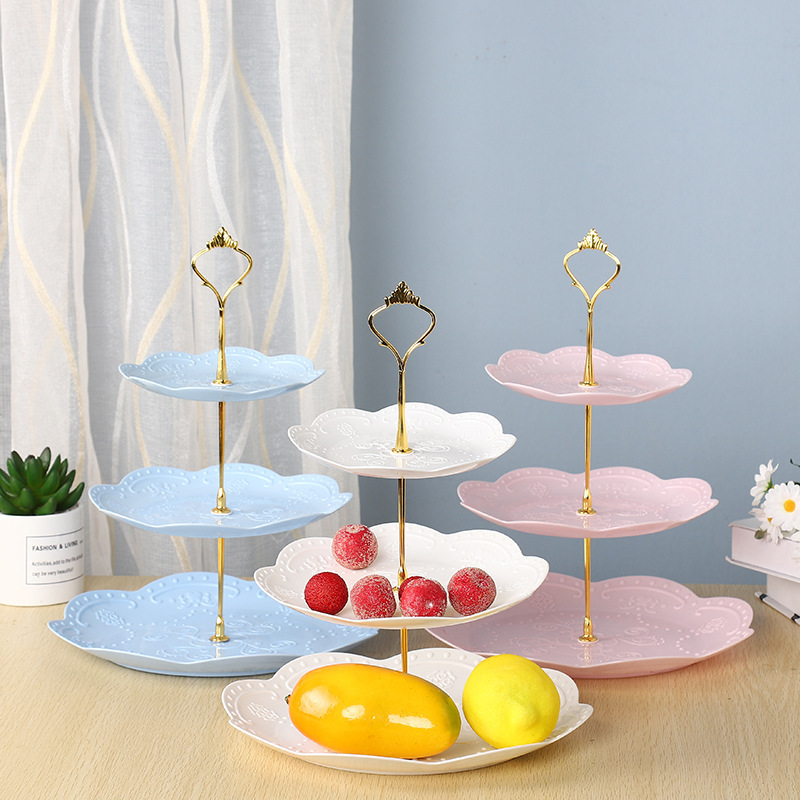 European-style Afternoon Tea Snack Tray Dessert Table Decoration Cake Plate Three-layer Cake Frame Creative Multi-layer Plastic Fruit European-style Afternoon Tea Snack Tray Dessert Table Decoration Cake Plate Three-layer Cake Frame Creative Multi-layer Plastic Fruit