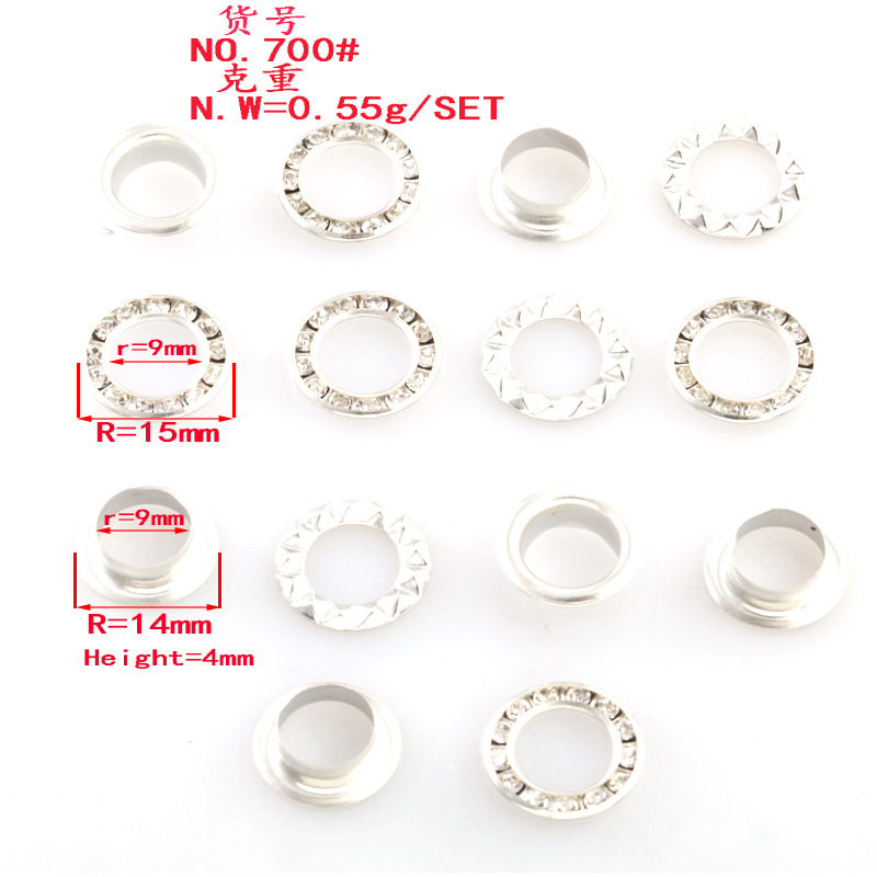 现货供应铜五金腰带花边装饰金属带钻鸡眼花边织带装饰金属气眼扣