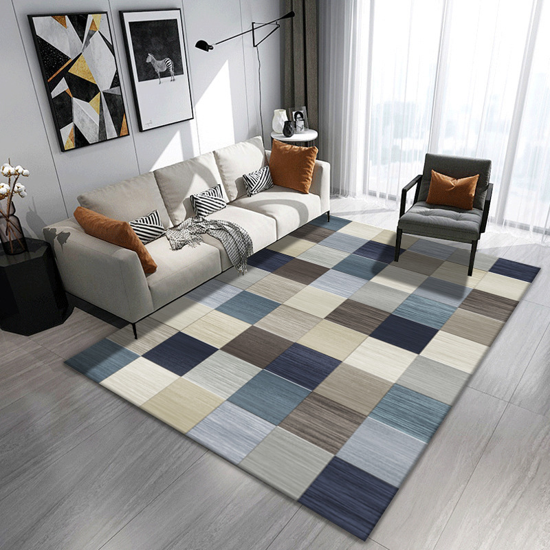 Alfombra de gran superficie estilo nórdico para sala de estar, sofá, mesa de centro, alfombra de terciopelo cristalino, fácil de cuidar y resistente al desgaste para oficina.
